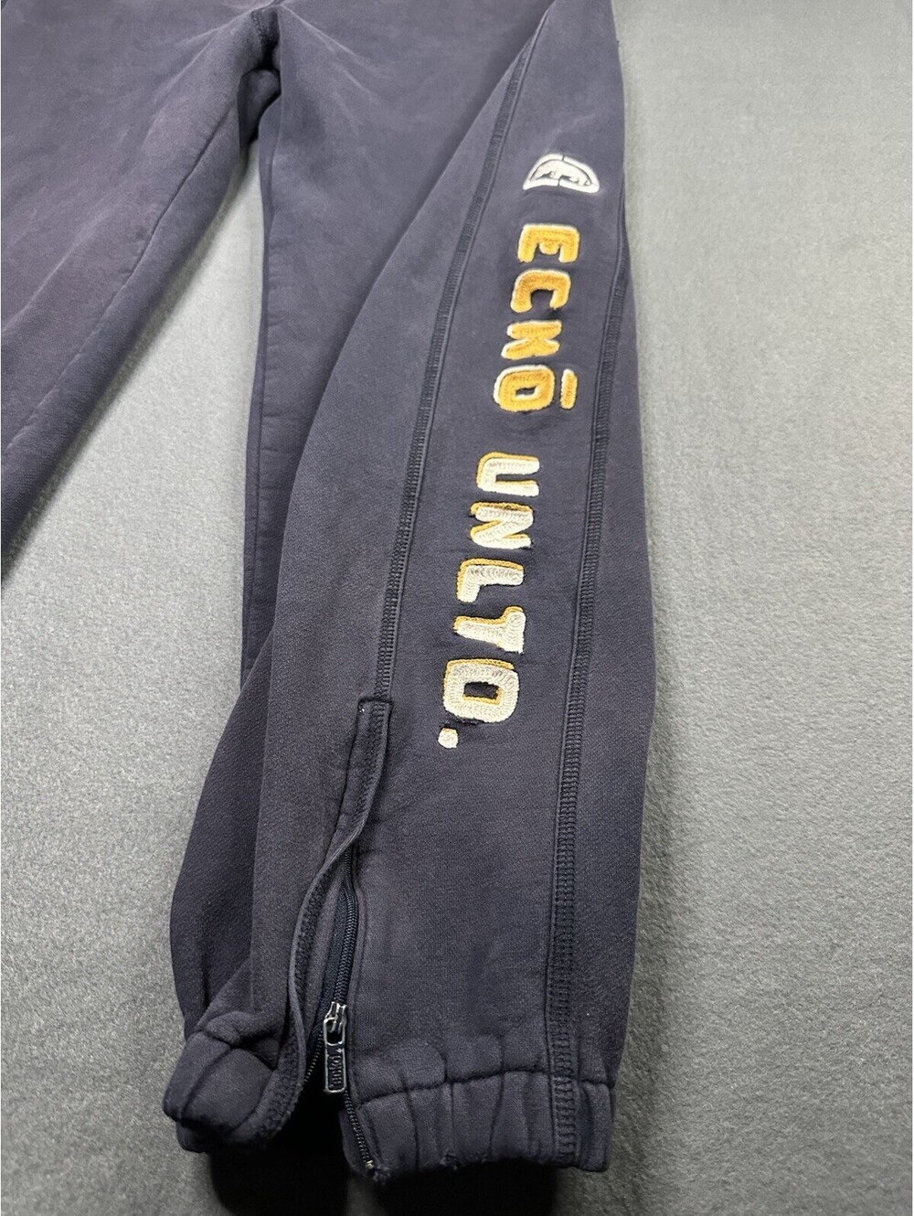 Y2K Echo Distressed Sweats Size L, Blue With Stitched Logo